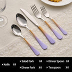 20-Pieces Color Silverware Sets for 4,Purple and Orange Handle Stainless Steel Cutlery Set, Include Forks Spoons and Knives Set, Dishwasher Safe Utensil Sets for Home Restaurant