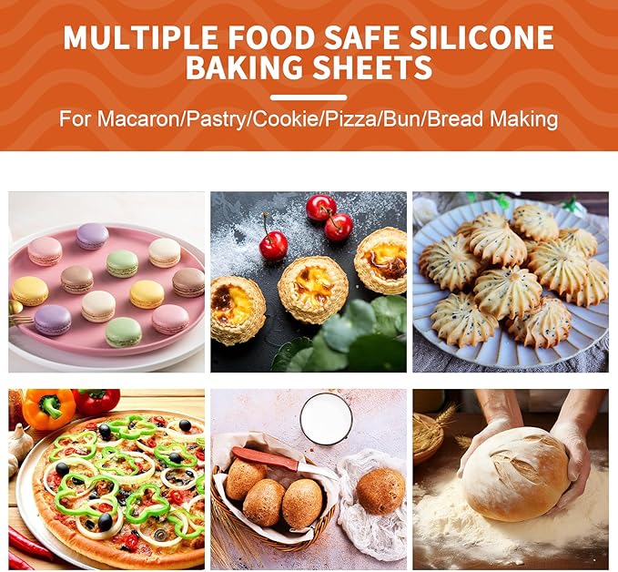 KitchenRaku Silicone Baking Mat Set of 3, 2 Half Sheets (16.5"x11.6") + 1 Quarter Baking Sheet Reusable Silicone Cooking Mat, BPA Free Baking Sheet for Cookies, Macarons Bread & Pastry