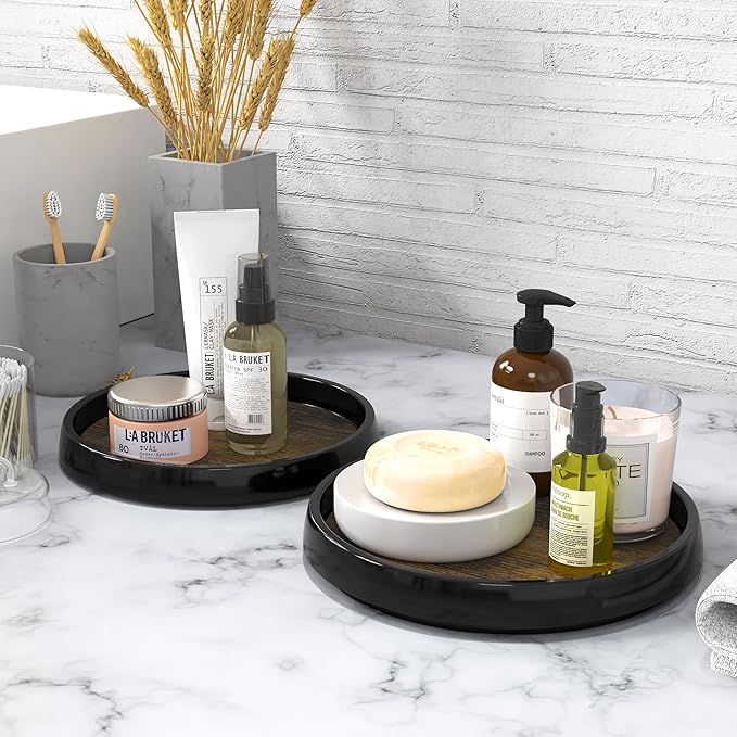 Simple Houseware 10-Inch 2 Tier Lazy Susan Multifunctional Organizer, Rustic Brown