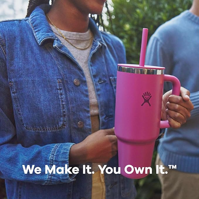 Hydro Flask 40 Oz Travel Tumbler with Handle, Lid and Straw - Insulated Stainless Steel in Aloe