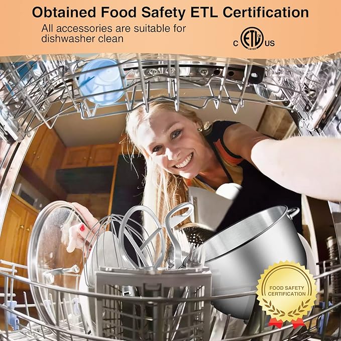 Stand Mixer, 6.5 Qt 660W, 6-Speed Tilt-Head Food Dough Mixer, Kitchen Electric Mixer with Stainless Steel Bowl,Dough Hook,Whisk, Beater, Egg white separator (6.5-QT, Silver)