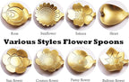 9 Pcs Flower Spoon Coffee Teaspoon Set, ESRISE Stainless Steel Tea Spoon for Tea Party Decorations (Gold)