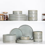 TheTerra Ceramic Dinnerware Sets for 8, 24 Pieces Porcelain Lightweight Plates and Bowls Sets, Scratch Resistant Dish Set, Oven & Microwave & Dishwasher Safe, Desert Sage