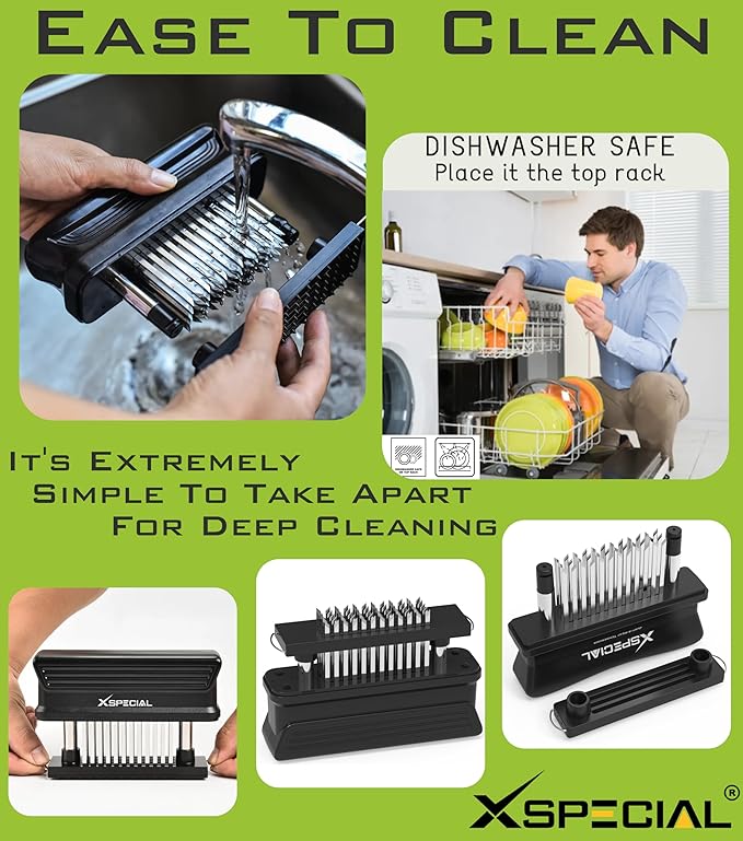 BOLD XL 60 BLADE MEAT TENDERIZER - The Only Tool You'll Ever Need: Cheap Cuts Taste Steakhouse-Quality | (3,063+ 76% 5-Star) Dishwasher-Safe Needle Stainless Steel That Transforms Steak in 90 Seconds