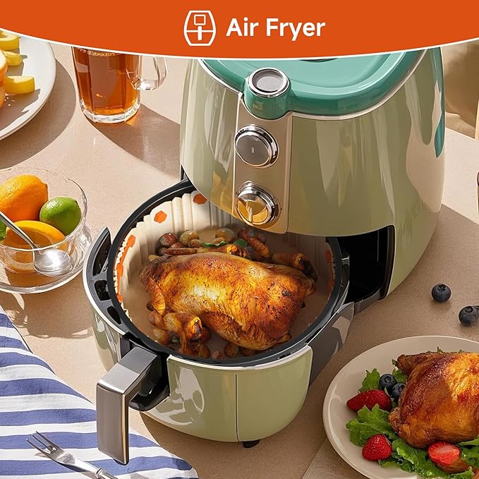 Air Fryer Magnet Silicone Buckle for Holding Down Air Fryer Parchment Paper, Lock Disposable Liners Safely & Prevent Paper to Burn,Orange,2 Set