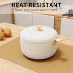 Cloth Placemats, Set of 6 Heat-Resistant Cotton Linen Blend Double Layered Machine Washable Place Mats, Wrinkle Free Thick Fabric Dining Table Mats for Indoors & Outdoors (Natural Linen, 6)