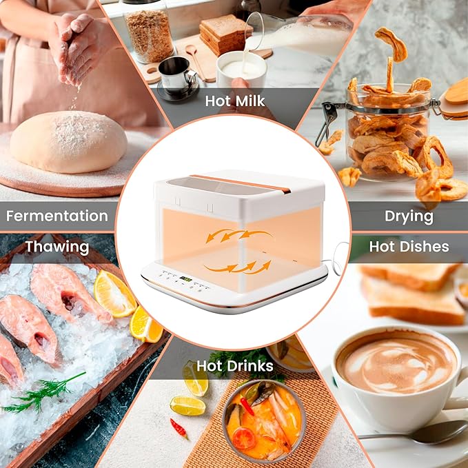 Folding Proofer Bread Proofing Box with 0-120℉ Temp Control & 1–9H Timer Slow Cooker Bread Pizza Dough Proofing Box Sourdough Starter Warmer Kit for Home Bread & Pizza Cooking