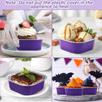 Aoriher 150 Pieces 10 oz Mini Cake Pans with Lids Aluminum Foil Baking Cups Square Disposable 4" x 4" Large Cupcake Cups Baking Tins for Kitchen Brownie Pudding Desserts Holders(Purple)