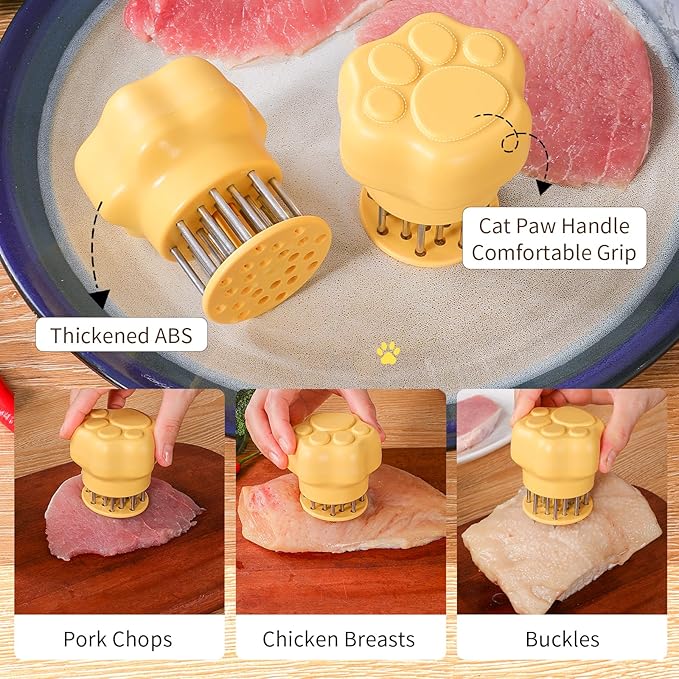 Meat Tenderizer Tool Stainless Steel Thickened Sharp Needle Makes Steak & Chicken Tender Easily, Heavy Duty Kitchen Cooking Gadget for Tenderizing Beef, Pork, Veal