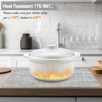 Placemats Set of 6 - Easy Clean Washable Vinyl Placemats - Wipeable Heat Resistant Table Mats for Dining Table - 17.7x11.8 Inch (6, Black & White Two-Tone)