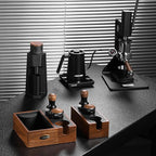 MHW-3BOMBER Espresso Coffee Distributor 53.35mm, Espresso Distribution Tool with Wooden Lid, Adjustable Height Coffee Leveler with Non-slip for 54mm Portafilters, Espresso Accessories T6091L4