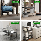 Expandable Cabinet Organizer Shelf, Adjustable Height Organizer Riser for Kitchen Cabinet Spice Rack Locker Pantry Cupboard Under Sink Countertop Desk Organization Metal Stackable Shelves