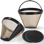 Reusable Coffee Filters 4 for Permanent Filter for Ninja Coffee Maker for Cuisinart Filter Basket Replacement (2 Coffee Filters and 2 Coffee Coasters)