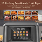 SEEDEEM Max XL Air Fryer 8QT, 10-in-1 Digital Air Fryer Oven with Color Touchscreen & Viewing Window, Toaster Oven Combo for Broil, Roast, Dehydrate, Bake – Black