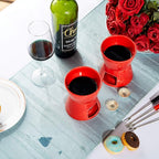 Mudder Fondue Mug Ceramic Pot and 8 Pieces Forks for Melting Chocolate, Cheese, Broth Or Tapas On Valentine's Day (Red)