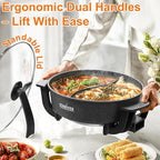 Stariver 6L Electric Hot Pot with Divider - Dual-Flavor Fondue & Shabu Shabu Pot, 1360W with 5-Temp Control, Non-Stick & BPA-Free, Perfect for Family Dinners & Parties