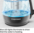 Chefman Electric Kettle with Tea Infuser, 1L 1500W, Removable Lid for Easy Cleaning, Boil-Dry Protection, Stainless Steel Filter, BPA Free, Auto Shut Off Hot Water Boiler, Small Electric Tea Kettle