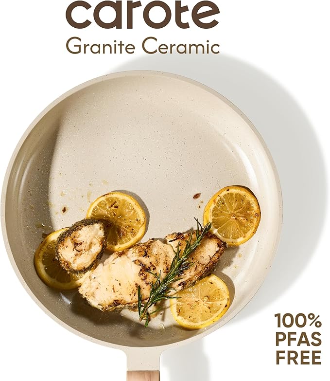 CAROTE 22Pcs Pots and Pans Set Non stick, Ceramic Cookware Set, Non-toxic Kitchen Cooking Set, PFAS and PFOA Free