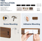 ENOKING Magnetic Knife Holder for Wall, 10 Inch Powerful Magnetic Knife Holder for Refrigerator, Knife Magnetic Strip No Drilling Acacia Wood Wall Knife Holder Magnet Magnetic Knife Bar with 2 Hooks