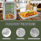 INFINITY EL Disposable Aluminum Foil Pans 25 Pack | Half Shallow 12.5" x 10" x 1.5" Deep Disposable Baking Pan | Heavy Duty Aluminum Pan for Roasting Turkey, Lasagna, Thanksgiving, Christmas & Parties