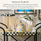 MACKENZIE-CHILDS Enamel Tea Kettle, Cute Tea Kettle for Stovetop, 2 Quarts, Confetti Check