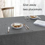 Waterproof Cotton Linen Tablecloths Rectangle Dining Table Cloth, Wipe Clean Indoor & Outdoor Table Cover for Buffet Party, Holiday Dinners and Banquets, Wrinkle Resistant（54"x102" Gray）