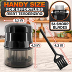 Meat Tenderizer Tool - Convenient Chicken Tenderizer Tool with 56 Sharp Stainless Steel Needle Blades, Safety Lock & Cleaning Brush, Dishwasher Safe - for Beef, Steak, Fish, Meat & Poultry Tenderizers