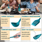 E-far 10 Pieces Silicone Cooking Utensils Set, Heat Resistant Kitchen Utensil Set for Nonstick Cookware, Kitchen Cooking Tools with Spatula, Spoon, Slotted Turner, Non-Toxic & Dishwasher Safe (Blue)