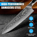 Sunnecko Damascus Kitchen Knife Set 3 Piece, Sharp Chef Knife Set Professional Kitchen Knives Sets Full Tang with Gift Box