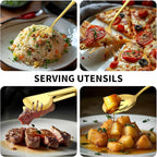 53PCS Gold Silverware Set for 8 with Cutlery Drawer Organizer, Stainless Steel Flatware Set with Steak Knives, Include Spoons and Forks Set & Serving Utensils, Mirror Polished