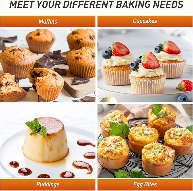 2 Pack 12 Cups Silicone Muffin Pan with Metal Reinforced Frame Regular Size Silicone Molds Cupcake Cake Baking Pans Cookie Baking Chocoflan Cupcake Mold Baking Homemade Muffins Cupcakes Egg Bites