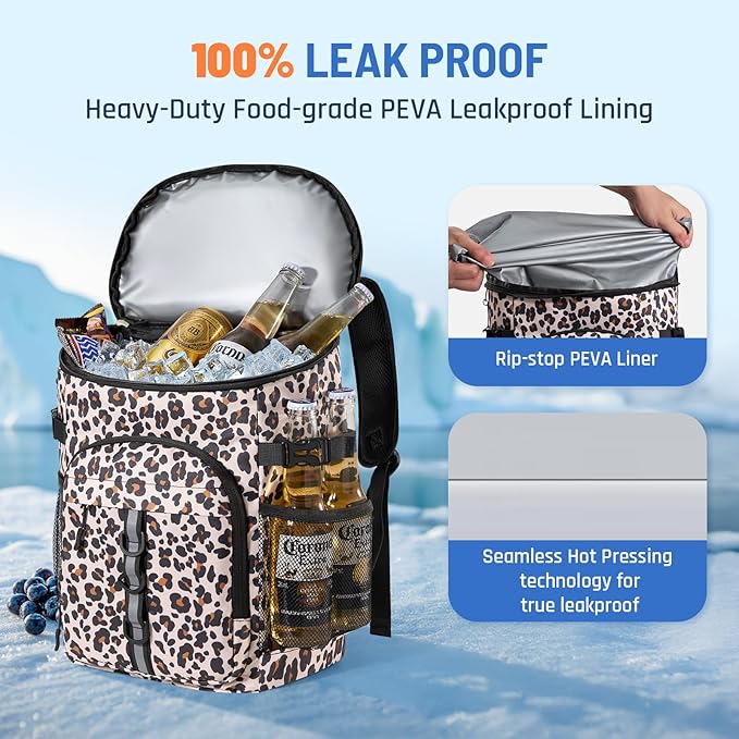 Cooler Backpack, Lightweight and Large Capacity Soft Backpack Cooler, Leak Proof Cooler Bag for Men Women