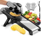 MASTERTOP Mandoline Slicer Adjustable Stainless Steel Food Slicer for Kitchen Vegetable Slicer Onion Potato Fruit French Fry Cutter Potato Chip Julienne Slicer with Cut Resistant Gloves