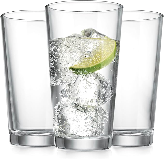 Drinking Glasses Set Of 10-17 OZ. Oversized Pint Beer Glasses, Highball Glass Cups, Juice, Cocktails, Wine, Iced Tea, Bar Glass. Dishwasher Safe.