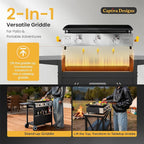 Captiva Designs 27 in Flat Top Griddle Grill with Ceramic Coated Cast Iron Pan, 3-Burner Propane Gas Griddle Grill, 33,000 BTU Output Flattop Grills for Outdoor Barbecue, Cooking and Party