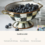 MACKENZIE-CHILDS Enamel Colander, Decorative Kitchen Strainer, Small, Black-and-White Courtly Check