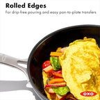 OXO Enhanced 8" Frying Pan Skillet, PFAS-Free Ceramic Nonstick, Durable Hard Anodized Cookware, Scratch Resistant, Stainless Steel Handle, Good Grips, Dishwasher Safe, Oven safe, Black