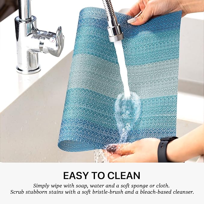 LEXMORE Placemats Set of 8 Vinyl/Plastic Woven Place Mats for Kitchen Table Indoor/Outdoor Washable Placemat Wipeable Dining Table Mats(Ocean Geode)