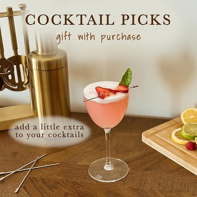 MORA Pure Nick and Nora Glasses, Set of 4-6oz - Smaller Cocktail Glass for Bijou, Old Pal, Aperitifs, Negroni, Vermouth, Wine, etc. Hand Blown Premium Crystal - Classic Bartender Mixology Glassware