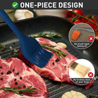 Pastry Brush-Begonia Silicone Basting Brush for Cooking,2pcs 10+8 in Heat Resistant Food Brushes for Baking, Grilling, Cooking and Spreading Oil (Prussian Blue)