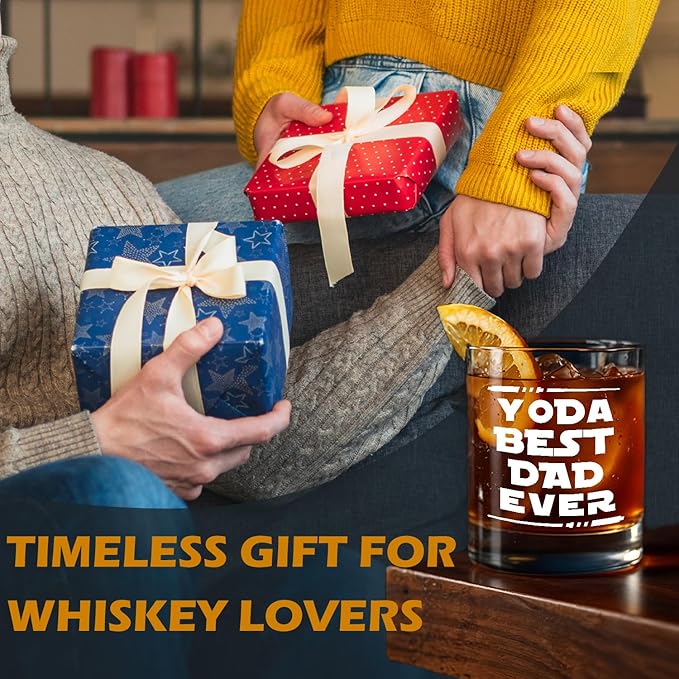 kunlisa Dad Whiskey Glasses, Best Dad Gifts for Father's Day Birthday from Kids Sons Daughters, 10 oz Drinking Rocks Glasses for Men Whisky Cocktail Scotch Bourbon Liquor