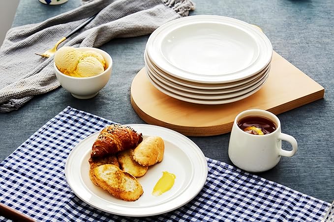 9-inch Porcelain Dinner Plate Set of 6 - Microwave, Oven and Dishwasher Safe, Scratch Resistant. (9-inch Cozy Gray)