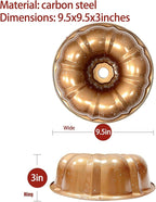 Classic Bakeware 9.5 Inch Non-stick Fluted Cake Pan,Heavy Duty Carbon Steel Tube Baking Mold Gold