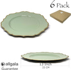 allgala 13-Inch 6-Pack Heavy Quality Round Charger Plates-Floral Sage-HD80346
