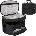 Slow Cooker Travel Bag, Double Layers Insulated Slow Cooker Carrier, Compatible with 6-8 Quart Crock Pot, Travel Carrier with Easy to Clean Lining and Large Pocket for Accessories
