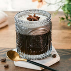 Kate Aspen Ribbed Retro Arch Floral Smoke Grey Drinking Glasses Set of 6, (10 oz) Vintage Glassware Set Cocktail Glass Set, Juice Glass, Water Cups | Hostess Gift & Present for New Home Owners