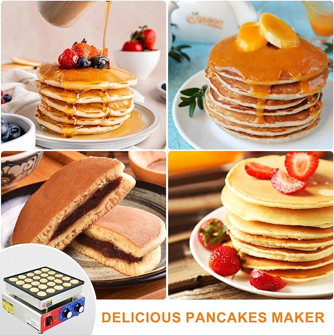 SICHI Mini Pancake Maker Machine with 550℉Heating and Timer Control, 25PCS Electric Commercial Dutch Pancake Baker with Nonstick,110V Dutch Pancake Cooker for Restaurant and Kitchen,Dessert Breakfast