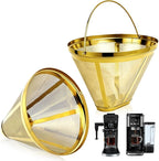 Reusable Coffee Filter No.4 Cone Coffee Maker Filters 2 Pack, Stainless Steel Replacement Permanent Basket Filter for Ninja Coffee Bar Brewer Ninja CFP 201-301 Dual Brew Ninja Coffee Makers