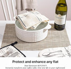 LEXMORE PVC Woven Placemats 12 PCS Wipeable Indoor/Outdoor Table Mats Washable Vinyl Place Mats for Dining Table, Set of 12-Caramel