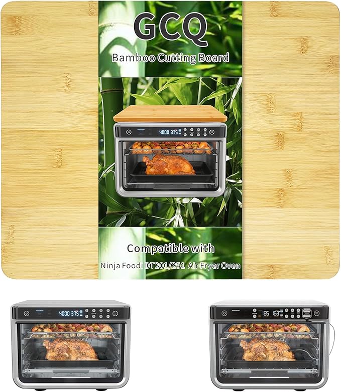 GCQ 16.3" × 13.3" Bamboo Cutting Board for for Ninja Foodi DT201 DT251 Smart Oven Toaster Oven Accessories With Heat-Resistant Non-Skid Silicone Feet for Countertop Convection Oven,100% Organic Bamboo